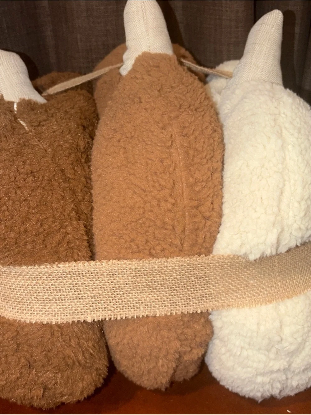 Sherpa Pillows Set 3 Pumpkin Fall Decor Throw Pillow Brown Cream Holiday NWT